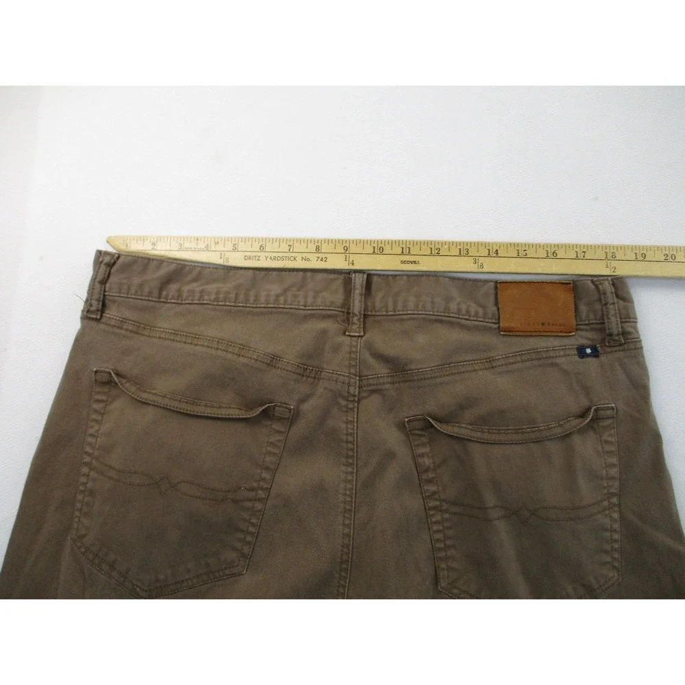 Lucky Brand 121 Heritage Slim Pants Mens 38x34 Brown Stretch Chino Casual
